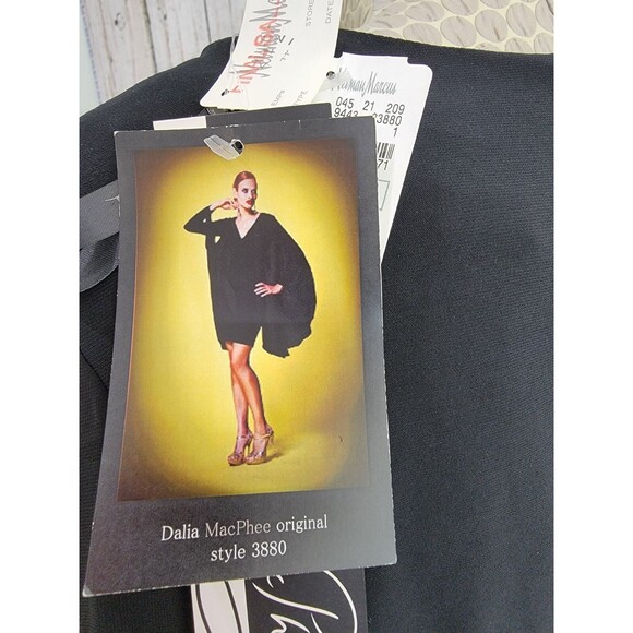 BF Women's Size 4 Dalia MacPhee Black Shear Caped Long Sleeve Sheath Dress $260! - Picture 13 of 15